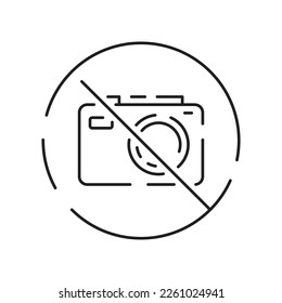 Museum line icon. Entertainment icon - outline vector. Taking pictures is prohibited. Camera