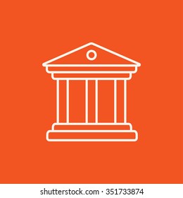 Museum line icon for web, mobile and infographics. Vector white icon isolated on red background.