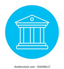 Museum line icon for web, mobile and infographics. Vector white icon on the light blue circle isolated on white background.