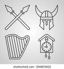 Museum Line Icons Set Isolated On White Outline Symbols Museum
