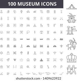 Museum line icons, signs, vector set, outline illustration concept 