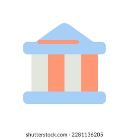 Ubicación del museo color plano icono ui. Monumento histórico. Navegación GPS. Encuentra un lugar en el mapa. Elemento simple relleno para la aplicación móvil. Pictograma sólido colorido. Ilustración RGB aislada por vectores