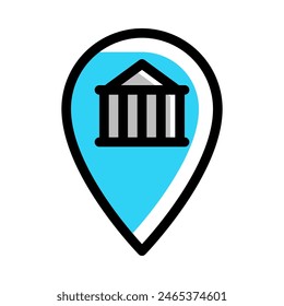 Museum location icon vector illustration in colored outline style