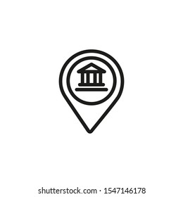 Museum location line icon. Location mark, map, navigation. Museum concept. Vector illustration can be used for topics like art, culture, tourism