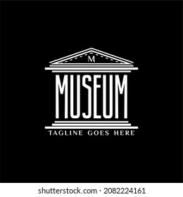 Museum Logo With Pillar Column Ancient Building Rome Greece Design