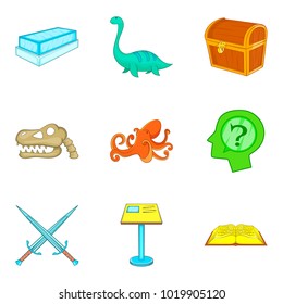 Museum management icons set. Cartoon set of 9 museum management vector icons for web isolated on white background