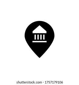 Museum map  Icon in black flat glyph, filled style isolated on white background