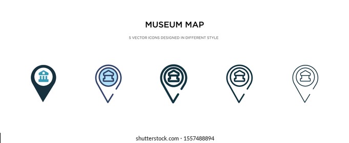 museum map icon in different style vector illustration. two colored and black museum map vector icons designed in filled, outline, line and stroke style can be used for web, mobile, ui