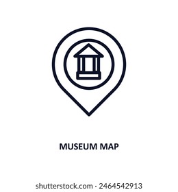 museum map icon. Thin line museum map icon from museum and exhibition collection. Outline vector isolated on white background. Editable museum map symbol can be used web and mobile