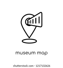 museum map icon. Trendy modern flat linear vector museum map icon on white background from thin line Museum collection, outline vector illustration