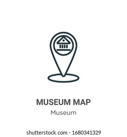 Museum map outline vector icon. Thin line black museum map icon, flat vector simple element illustration from editable museum concept isolated stroke on white background