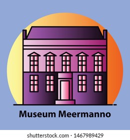 Museum Meermanno building icon flat color