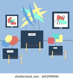 museo de arte moderno/ilustración de caricatura plana simple
