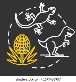 Museum Of Natural History chalk concept icon. Prehistoric animals. Biological exposition. Naturhistorisches. Paleontological exhibition idea. Vector isolated chalkboard illustration