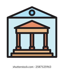 Museum outline color, mini illustration icon. use for modern concept, print, UI, UX kit, web and app development. Vector EPS 10, related to entertainment, festival, funfair and hobbies.