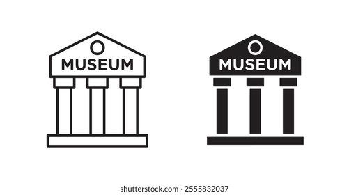 Museum outlined and solid icon vector collection.
