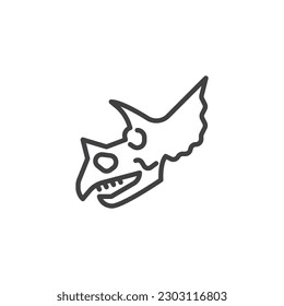 Museum paleontology exhibit line icon. linear style sign for mobile concept and web design. Triceratops dinosaur skeleton outline vector icon. Symbol, logo illustration. Vector graphics