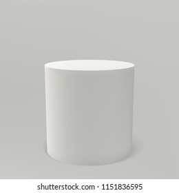 Museum Pedestal Or White Stage Podium. Vector 3D Realistic Round Pedestal Column Isolated Mockup