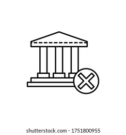 Museo, prohibir icono. Línea simple, contorno de elementos vectores de iconos de pandemia viral para ui y ux, sitio web o aplicación móvil