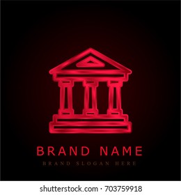 Museum red chromium metallic logo