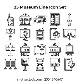 museum related line icons are neatly arranged.