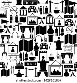 museum seamless pattern background icon.