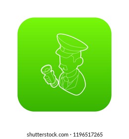 Museum security guard icon green vector isolated on white background