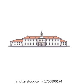 Museum Sejarah Jakarta Flat vector. old town. Batavia. Museum Fatahillah. 
