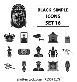 Museum set icons in black style. Big collection of museum vector symbol stock illustration