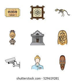 Museum set icons in cartoon style. Big collection of museum vector symbol stock illustration
