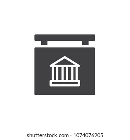 Museum sign hanging vector icon. filled flat sign for mobile concept and web design. simple solid icon. Symbol, logo illustration. Pixel perfect vector graphics