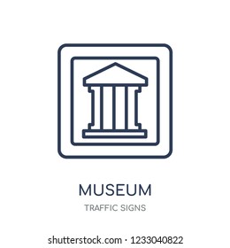 Museum sign icon. Museum sign linear symbol design from Traffic signs collection. Simple outline element vector illustration on white background