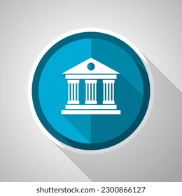 Museum symbol, flat design vector blue icon with long shadow