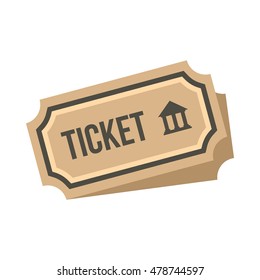 Museum ticket icon in flat style on a white background vector illustration