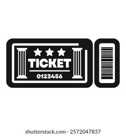 Museum ticket icon in simple style showing entry fee for cultural event or guided tour