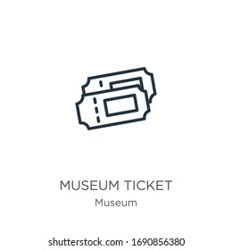 Symbol der Museumskarte. Dünne lineare Museumskarte Symbol einzeln auf weißem Hintergrund aus der Museumssammlung. Vektorillustration der Linie, Symbol für Web und Mobilfunk