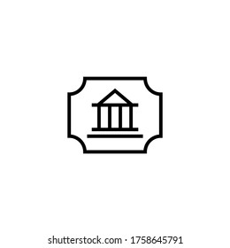 Icono de boleto de museo vector en el icono de estilo de línea negra, estilo aislado en fondo blanco