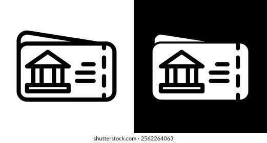 museum ticket line and glyph icon, outline and glyph vector sign, linear and glyph style pictogram isolated on white and black. travel Symbol, logo,icon, illustration