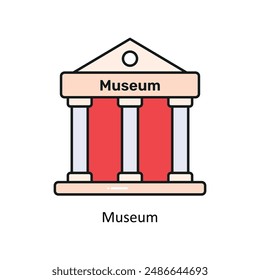 Ilustración de diseño de contorno lleno de Vector del museo. Símbolo sobre fondo blanco EPS 10 Archivo 