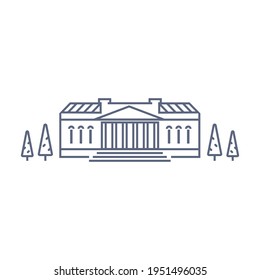 Museum Vector Icon - Art Museum Or Theatre Simple Pictogram In Linear Style On White Background. Vector Illustration.