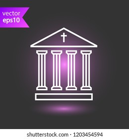 Museum vector icon. Bank sign. Christian temple icon. Art museum sign. Ancient roman greek temple icon. EPS 10 flat symbol.