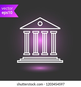Museum vector icon. Bank sign. Christian temple icon. Art museum sign. Ancient roman greek temple icon. EPS 10 flat symbol.