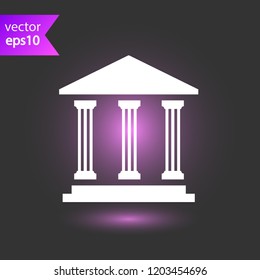 Museum vector icon. Bank sign. Christian temple icon. Art museum sign. Ancient roman greek temple icon. EPS 10 flat symbol.