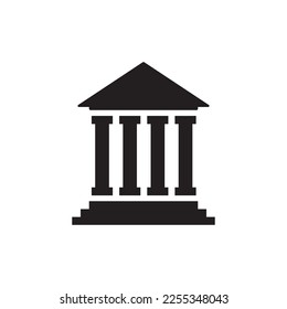 Icono del vector del museo. Cartel bancario. Icono del templo cristiano. Cartel del museo de arte. Antiguo ícono del templo greco romano. Pictograma de símbolo plano EPS 10