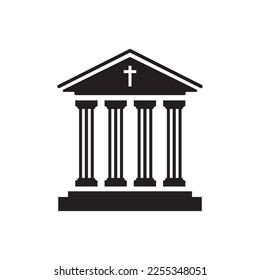 Museum vector icon. Bank sign. Christian temple icon. Art museum sign. Ancient roman greek temple icon. EPS 10 flat symbol pictogram