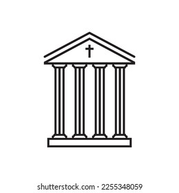 Museum vector icon. Bank sign. Christian temple icon. Art museum sign. Ancient roman greek temple icon. EPS 10 flat symbol pictogram