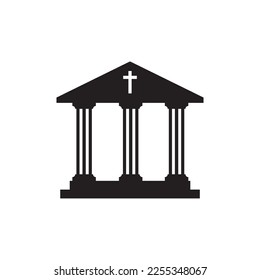 Museum vector icon. Bank sign. Christian temple icon. Art museum sign. Ancient roman greek temple icon. EPS 10 flat symbol pictogram
