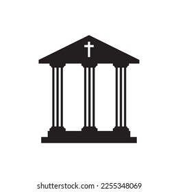 Museum vector icon. Bank sign. Christian temple icon. Art museum sign. Ancient roman greek temple icon. EPS 10 flat symbol pictogram