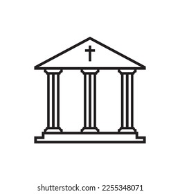 Icono del vector del museo. Cartel bancario. Icono del templo cristiano. Cartel del museo de arte. Antiguo ícono del templo greco romano. Pictograma de símbolo plano EPS 10