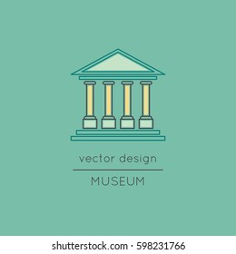 Museum vector thin line icon. Colored isolated symbol. Logo template, element for travel agency products, tour brochure, excursion banner. Simple mono linear modern design.